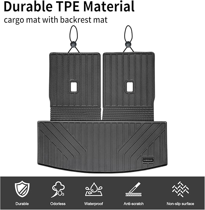 Cargo Liner for 2025 Ford Expedition Max & Lincoln Navigator L - All - Weather Back Seat Cover and Trunk Cargo Mat, Expedition Accessories (Backrest + Trunk Mat, Max/L Only)