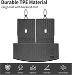 Cargo Mat Compatible with 2020-2025 Ford Explorer 6&7 Passenger - All-Weather Trunk Liner with Backrest Mat, Easy-Clean TPE Protector, Custom-Fit for Explorer Accessories