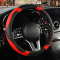 Microfibre Leather Auto Car Steering Wheel Cover,Anti Slip 15 Inch,Black and Red