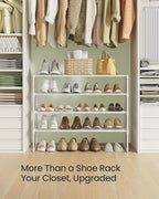 SONGMICS Shoe Rack, 4-Tier Shoe Organizer, Metal Storage Shelf, Upright or Upside Down, for 20-25 Pairs, Stackable, for Entry