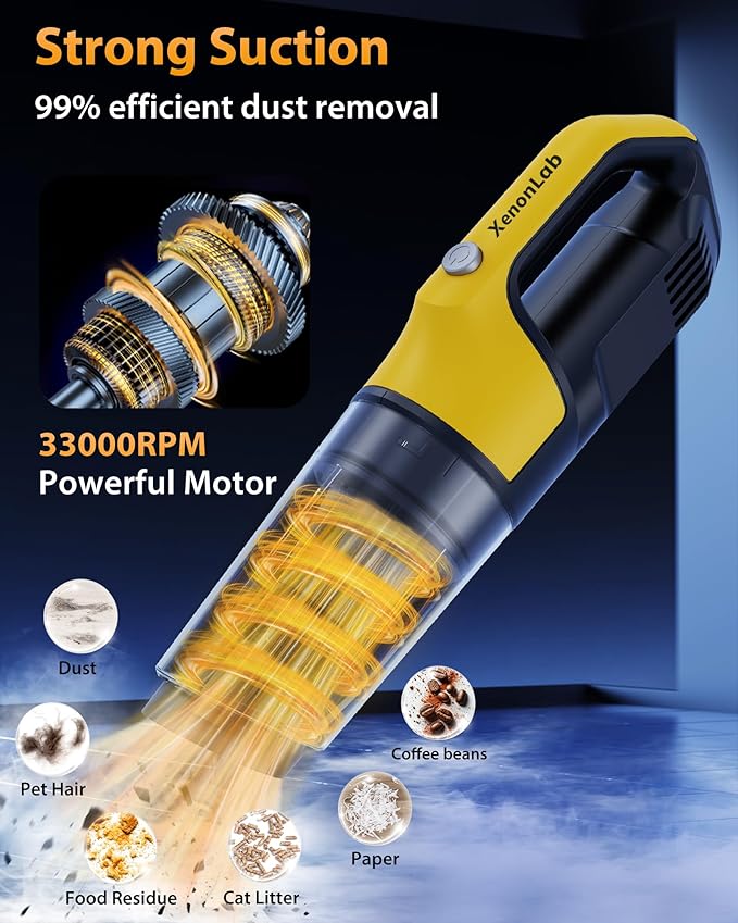 Handheld Vacuum Cordless 1.1 Pounds Car Vac 10000PA Hand Held Vacuums 4-in-1 Hand Vac Cordless Rechargeable HEPA Filter Large