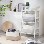 COMFY-HOMI 3-Pack Cotton Rope Woven Basket with Handles for Shelves, Books, Toys, Cloth Storage|Towel Storage|Nursery Baby Ba