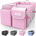 HOTOR Foldable Trunk Organizer - SUV & Sedan Compatible, 2 Compartments, Pink, 23.6x14.2x10.6 Sturdy Car Organization