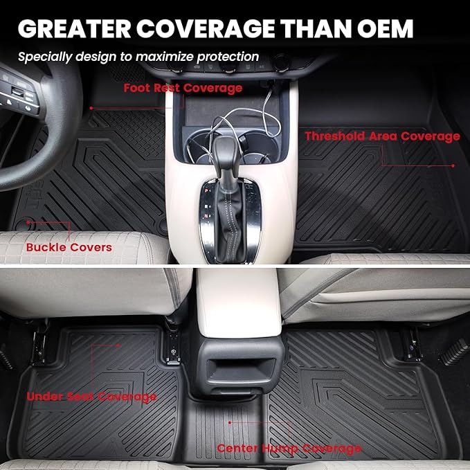 LASFIT Floor Mats & Backrest Mats & Cargo Mat for Kia Telluride 2025 2024 2023 2022 2021 2020, All Weather TPE Custom Fit Floor Liners with Full Set Car Mats & Trunk Mats Accessoires, Black