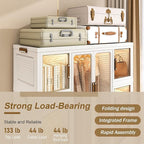Portable Wardrobe Storage Cabinet, Large Closet Organizer with Magnetic Doors and Wheels, Portable Kids Closet with 2 Hanging