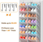 30 Pairs Over the Door Shoe Organizer, Breathable Mesh Pocket Hanging Shoe Storage for Closet, 10-Tier Door Shoes Rack, Handi