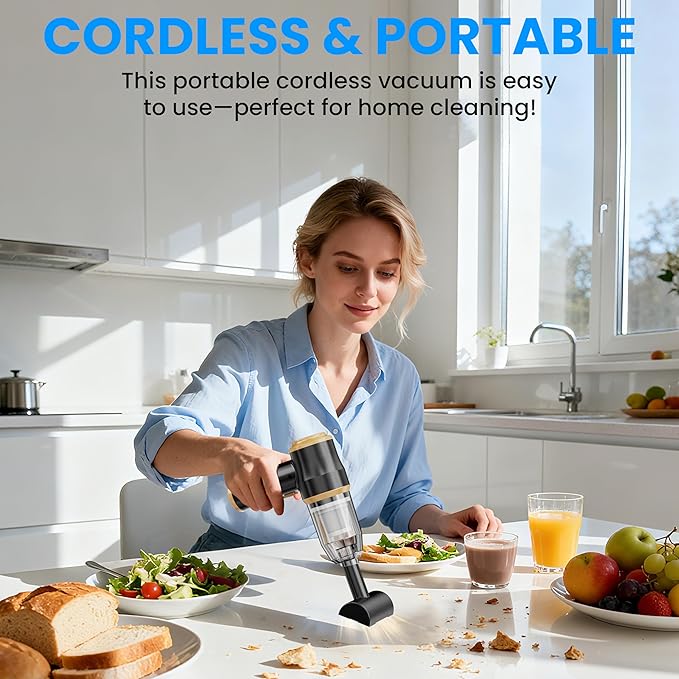 Mini Car Vacuum 15000Pa Portable Cordless Handheld Vacuum Cleaner and Air Duster with 2 Filter for Car, Sofa, Office, Pet, Ho