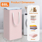 3 Pack Large Laundry Basket,Waterproof & Freestanding Laundry Hamper,Collapsible Clothes Hampers with Easy Carry Long & Reinf