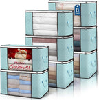 Budding Joy 90L Large Storage Bags, 8 Pack Clothes Storage Bins Foldable Closet Organizer Storage Containers with Durable Han