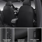 CAR PASS Memory Foam Mesh Bling Diamond Car Seat Cover 2 Front Seats Breathable Soft Sponge Universal Shining Glitter Sparkly Crystal Fit Armrest Automotive Truck SUV Cute Women Girl, Black Rhinestone