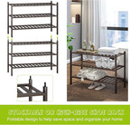 BMOSU 3-Tier Bamboo Shoe Rack Premium Stackable Shoe Shelf Storage Organizer for Hallway Closet Living Room Entryway Organize