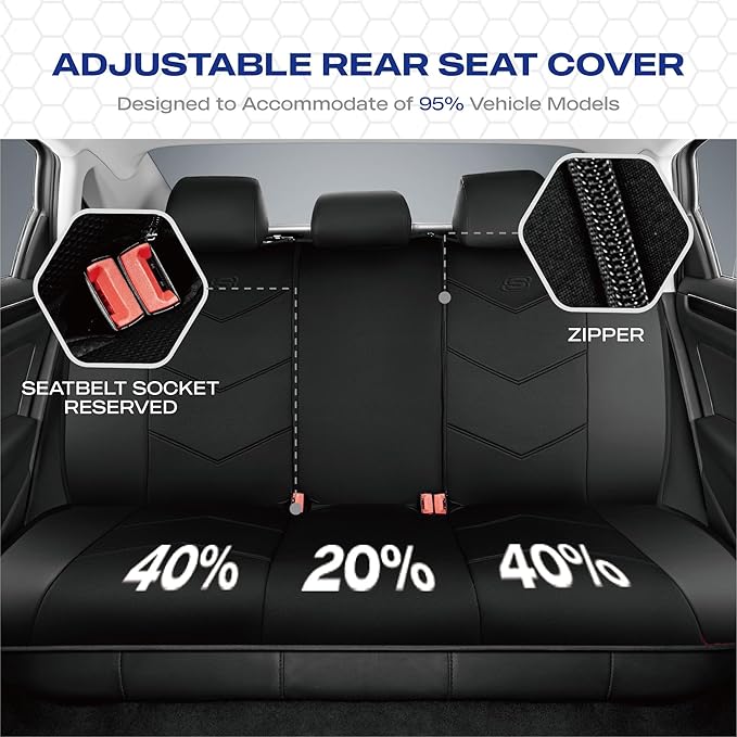 Skechers Memory Foam Seat Covers,Leather Car Seat Covers, Ultimate Comfort & Support Seat CoversFull Sets,Airbag Compatible, 