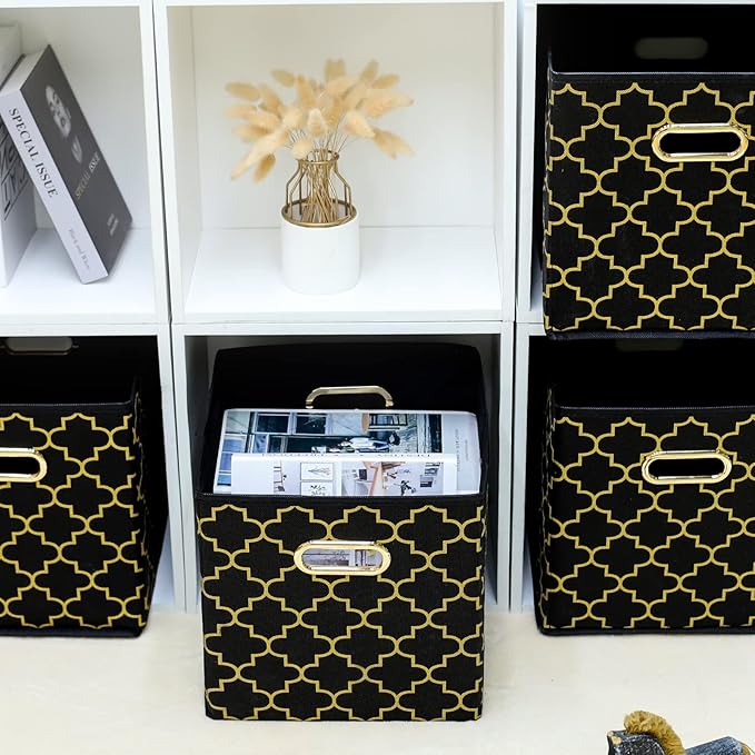 Fabric storage bins Cubes, Fabric Cube Organizer with Handle, Foldable Cube Bins for Cloth or Accessary Storage, 11x11x11, Se