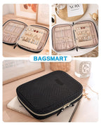 BAGSMART Jewelry Travel Organizer Case for Home Jewelry Organizer Storage Ring Binder Clear Bags Zipper Rolls Pouch for Neckl