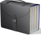 TOPCJ File Organizers with Handle,Portable Expanding File Folder,25 Pockets Accordion File Organizer for Receipt,Bill, A4/Let