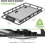 Roof Rack Basket 64" x 39" Heavy Duty Rooftop Cargo Carrier 300 lbs Capacity Steel Roof Racks Vehicle Cargo Baskets Luggage Holder Rack for SUV Truck Car Travel Camping Storage