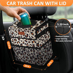3 Gallons Cute Car Trash Can, Car Accessories for Interior Leak Proof Can Trash Bag Hanging Waterproof Automotive Vehicle Garbage Cans Leopard Print Pattern