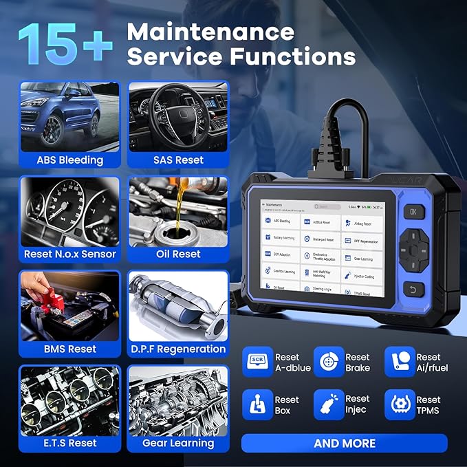 OBD2 Scanner, MUCAR 632 Elite AI-Assisted Bidirectional Scan Tool, 15 Reset Services Oil/TPMS/EPB/BMS/SAS/Brake/Throttle Car