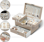 Dajasan Jewelry Organizer Box, Large Jewelry Boxes for Women Girls, Space-Saving 3 Layers Jewelry Storage Case with Drawer, M