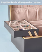 Lolalet Jewelry Box Organizer for Women Girls, 2 Layer Jewelry Organizers and Storage for Necklace Earrings Rings Bracelets, 