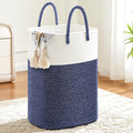 Laundry Basket,Woven Cotton Rope Laundry Hamper,Versatile Storage for Dirty Clothes,Baby Toys,and Blankets in Bathroom, Nurse