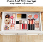 SMARTAKE 7-Piece Drawer Organizer with Non-Slip Silicone Pads, 4-Size Desk Drawer Organizer Trays Storage Tray for Makeup, Je