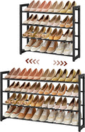 FAVOOSTY 4-Tier Expandable Shoe Rack, Adjustable Shoe Shelf Storage Organizer Space Saving Metal Free Standing Shoe Rack for 
