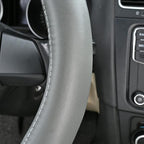 Haokay Heavy Duty Pure Cowhide Steering Wheel Cover SUV Car, Gray Genuine Leather Steering Wheel Cover Men Women Universal 14.5 to 15 Inch