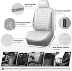 CAR PASS All White Bling Diamond Leather Car Seat Covers Full Sets,Waterproof Shining Glitter Sparkly Crystal Universal Fit f