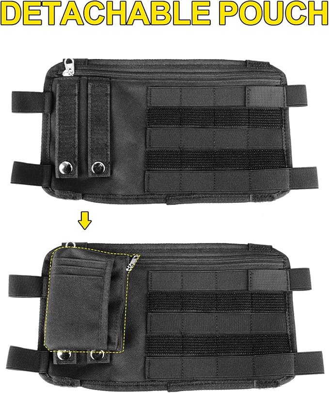 OMU 2 Pack Black Rugged Tactical Multi-Functional Car Sun Visor Organizer With Micro ID Carrier Pocket, MOLLE Visor Organizer Bag, Sunglass Holder