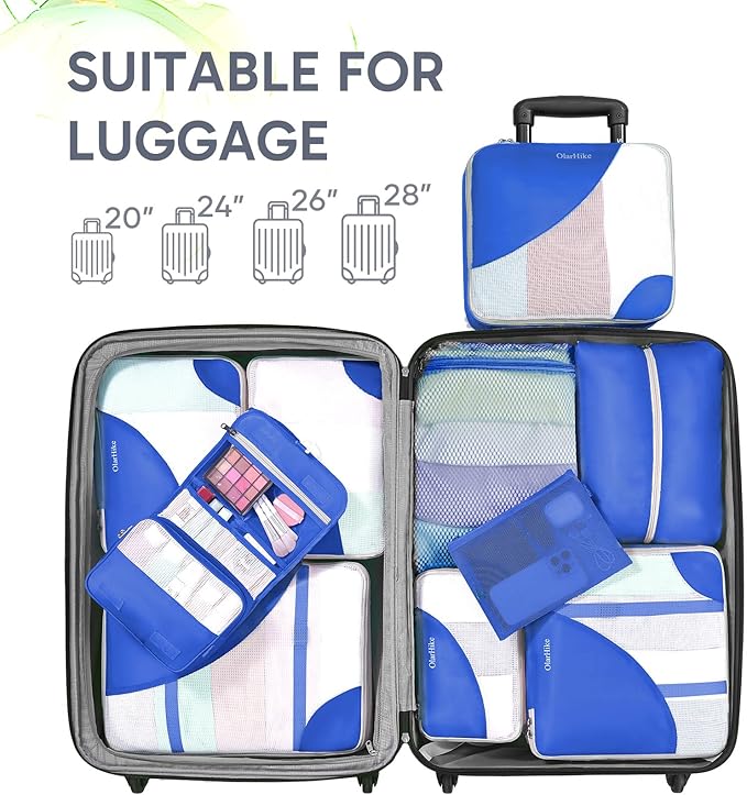 10 Set Packing Cubes for Travel, Gifts for Women Mom,Anti-Tearing Suitcase Organizer for Luggage with Shoe & Hanging Toiletry
