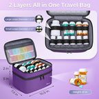 Mancro Dual Layers Pill Bottle Organizer Bag, Medicine Pill Organizer Bag with Lockable Zipper, Medicine Travel Bag for Pills