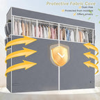 Raybee Clothes Rack with Cover,1150LBS Heavy Duty Clothing Rack for Hanging Clothes,Adjustable Portable,18" D x 76" W x 77" H
