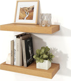 Floating Shelves for Wall, 7.9" Deep Wall Mounted Wood Shelves for Bathroom, Bedroom, Living Room, Kitchen, Hanging Shelf for