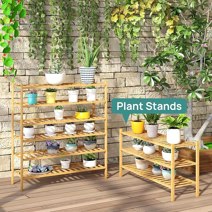 viewcare 3-Tier Long Shoe Rack, Bamboo Wood Shoe Rack for Closet, Entryway & Hallway, Stackable | Beautiful | Functional | St