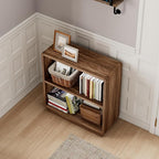 ChooChoo 2-Tier Bookcase, Small Wooden Bookshelf, Farmhouse Bookshelf with Open Storage, Short Bookcase for Bedroom and Home 