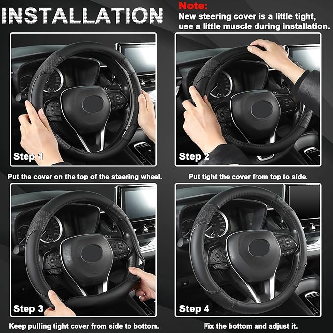 GIANT PANDA Steering Wheel Cover for Toyota, Auto Car Steering Wheel Cover for Toyota Highlander Rav4 Corolla Camry - Solid B