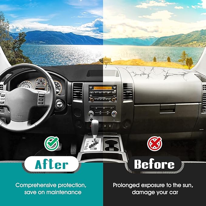 FIILINES Dash Cover for 2004-2012 Nissan Titan (Without Cutout for Navi/Sensor), Dashboard Mat Accessories Dash Cover Sunshad