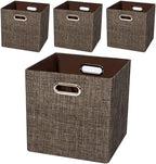 Posprica Storage Bins Cube Containers Boxes,Thick and Heavy Duty Fabric Drawers, 11×11 inch- Set of 4,Brown