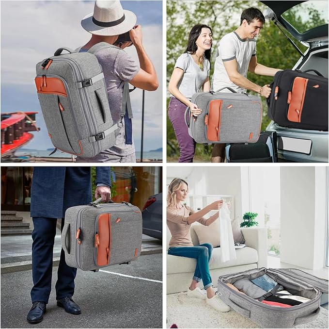Lumesner Carry on Travel Backpacks, Extra Large 40L Flight Approved Bag for Men & Women,Expandable Suitcase Backpack With 4 P