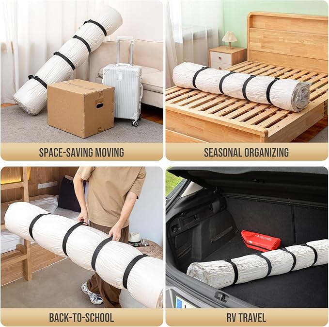 TAILI Mattress Vacuum Storage Bag, Twin/Twin-XL Foam Mattress Vacuum Bag with 4 Straps, Sealable Bag for Memory Foam, Latex, 