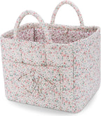 Storage Basket Boho Fabric Large Collapsible Floral Laundry Nursery Hamper Portable Folding Storage for Clothes Toys (Green F