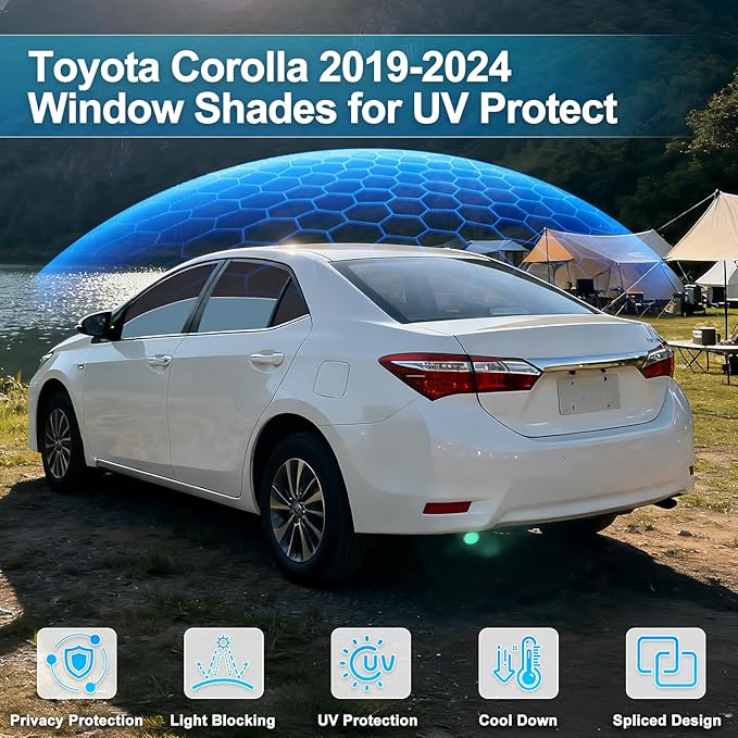 ZATOOTO Toyota Corolla Car Window Shades for 2019-2024, Suede Car Window Covers for 100% UV & Privacy Protection, Heat Insulation, Splicing Design for Rear Side Window Sun Shade for Baby