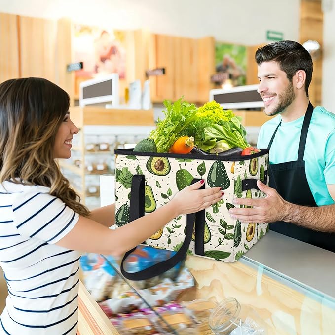 Reusable Grocery Bag, Foldable Large Shopping Tote Bag for Groceries Kitchen Picnic Car Trunk
