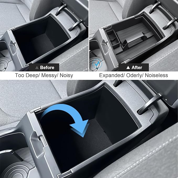 for 2025 2026 Kia K4 Center Console Organizer for Kia K4 (LX/LXS/EX/GT-Line/GT-Line Turbo), with Small Handle+Coin Holder, Durable ABS Plastic&Anti-Slip Console Tray 2026 2025 K4 Accessories