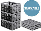 CleverMade Collapsible Utility Crate, Stone, 1PK - 32L (8 Gal) Collapsible Storage Bins, Holds 40lbs Per Bin - Plastic Stacka
