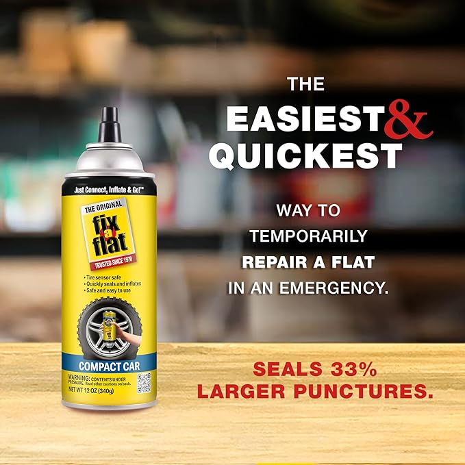 Fix-A-Flat S60410-6PK Aerosol Emergency Flat Tire Repair and Inflator, for Compact Tires, Eco-Friendly Formula, Universal Fit