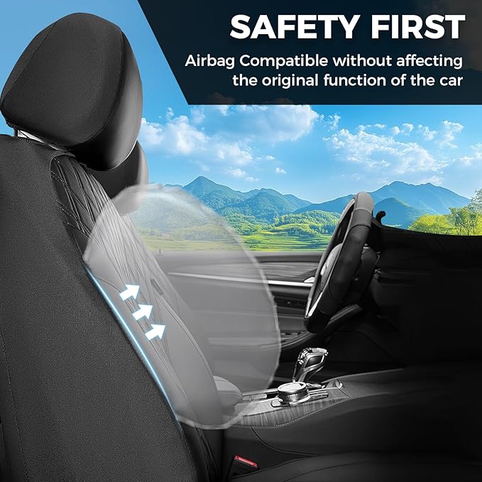 FLORICH Car Seat Covers Front Seat, Leather Seat Covers for Cars Breathable, Car Seat Protector Waterproof, Universal Automot