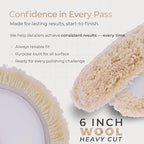 TCP Global 6" 100% Wool Polishing & Buffing Pad (2 Pack) with Hook and Loop Backing - Wool Buffing Pad for Automotive, Marine, Truck, RV & Compound Cutting