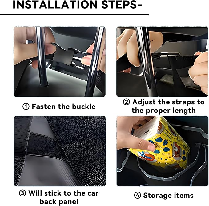 Car Trunk Organizer, Backseat Hanging Large Storage with Adjustable Straps,Waterproof PVC Collapsible Cargo Bag, Car Interior